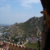 View of the walls surrounding Ambar Palace 