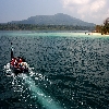 Boat way from ship to jolly buoy island in Andaman