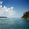 Land and forest area view on the way to Jolly buoy island in Andaman