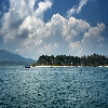 Jolly buoy island partial view from sea in Andaman