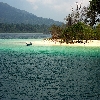 Jolly buoy island partial view from sea in Andaman