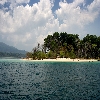 Jolly buoy island partial view from sea in Andaman