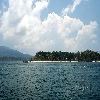 Jolly buoy island partial view from sea in Andaman