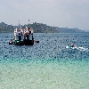 Ship for Jolly buoy journey from Wandoor beach at Andaman