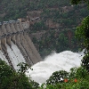 Water flowing from Sriselam dam