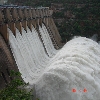 Flow of water taking a curve from Sriselam Dam