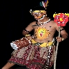 Portrait of a boy dressed as Indiana tribe