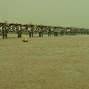 Boat in Godavari river near  Rajahmundry rail and road bridge