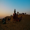 Tourist watching sunrise at Sam near Jaisalmer