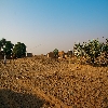 Village inside desert