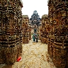 Konark sun temple view from in between the pillars opposite side