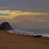 Lonely boat at Yarada beach during evening