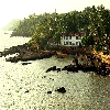 Land and sea scape at Dauna paula jetty place in Goa