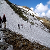 Crossing the snow patches towards the end near Talhouti