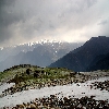 On snow patches during trekking