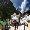 Gangotri temple by the side of river Bhagirathi - Ganga in Uttarakhand