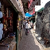 Shops and hotels by the side of the road to Gangotri temple