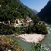 Prayag or confluence of Alaknanda and Pindar river at Karanprayag