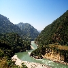 Alaknanda river flowing towards Devprayag to meet Bhagirathi