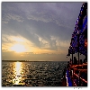 Travellers enjoying Sun rise at Godavari river cruise