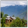 Valley view and ice covered peaks at Manali