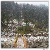 Small bridge over river Lachung covered with ice