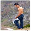 Model posing in chilled weather
