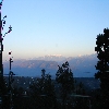 Morning view of snow capped mountains from Dalhousie