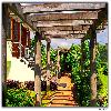 Walkway from dinining hall inside the resort