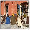 Village group near a temple in Rajasthan