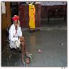 In a bus stop waiting for some donation at Rajasthan