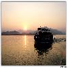 Sun going down and the launch on river Godavari
