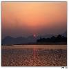 Red sun just before sunset on river Godavari