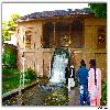 Water flowing down from upper terraces