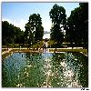 Small water fountains in ponds at Nishat Bagh garden