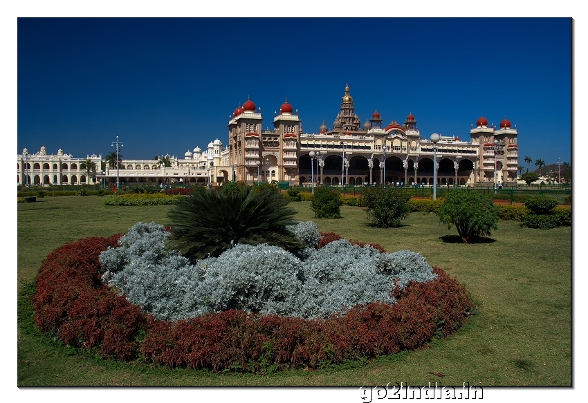 Mysore palace view from front side garden