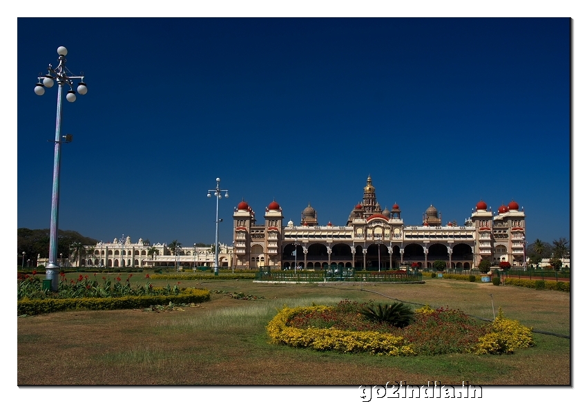 Mysore palace view from front side garden