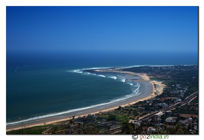 Vizag rk beach and city view