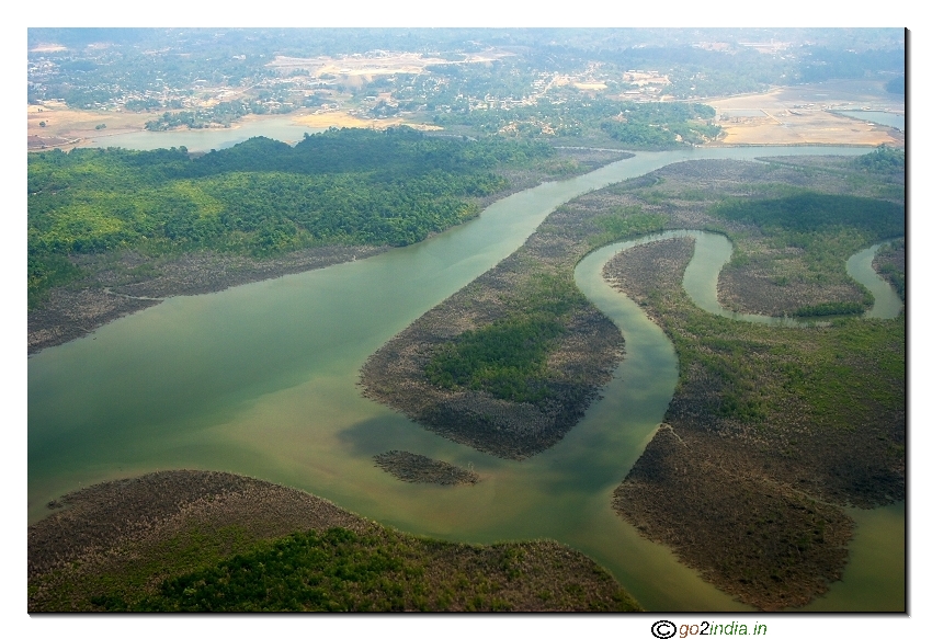 Andaman islands aerial view of Tsunami affected area