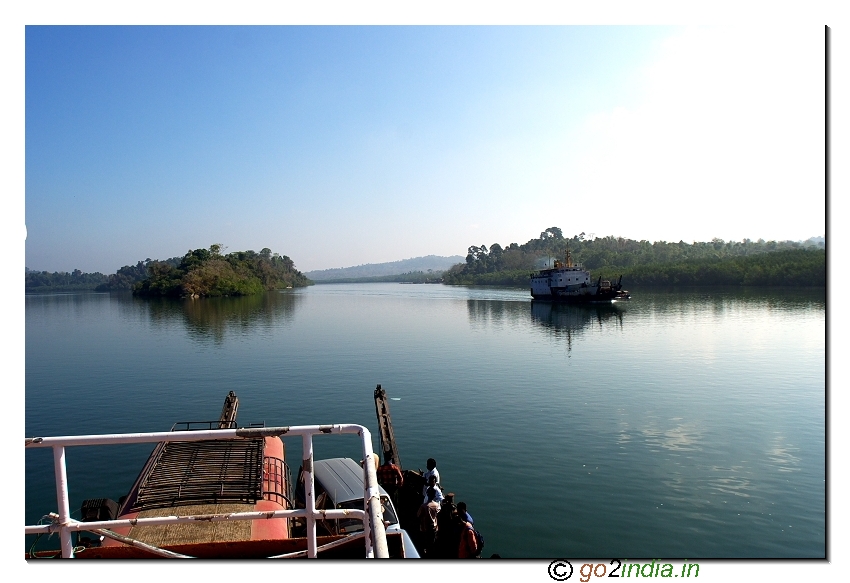 Ship crossing from Baratang jetty to Uttara jetty in Andaman