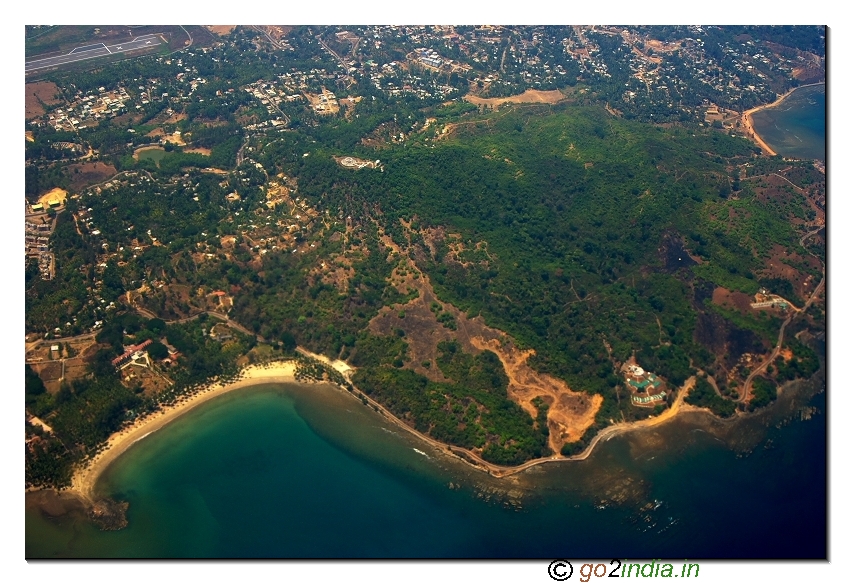 Aerial view of Carbyn's cove beach are of Andaman
