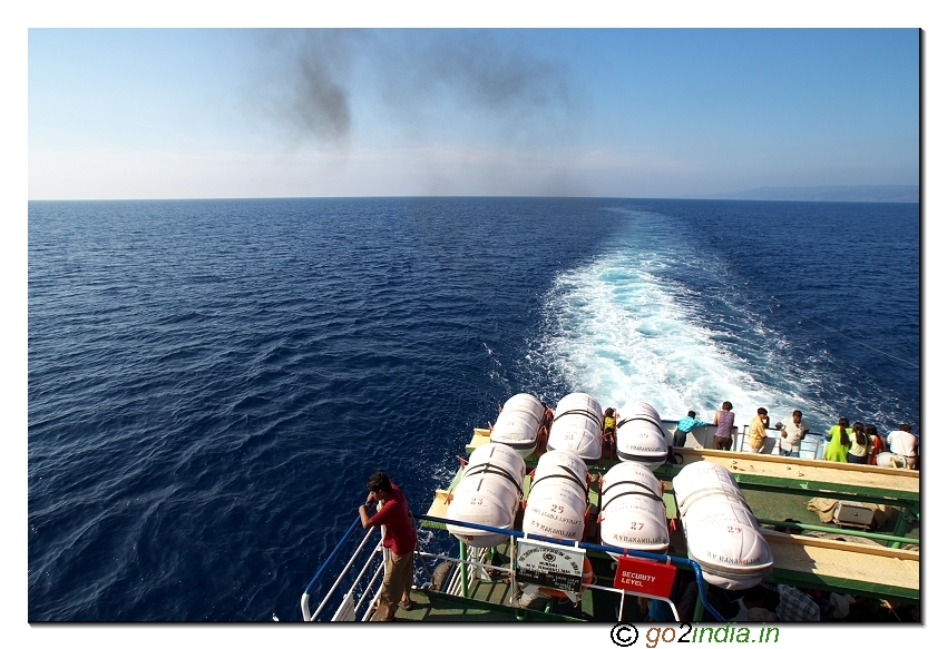 View towards backside of the ship (journey to Havellock) from deck