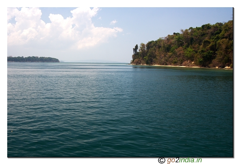 Land and forest area view on the way to Jolly buoy island in Andaman