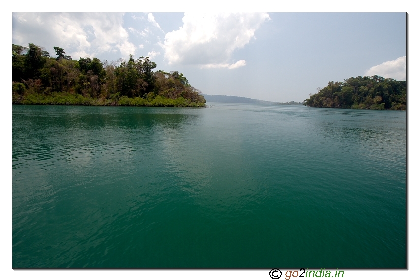 Land and forest area view on the way to Jolly buoy island in Andaman