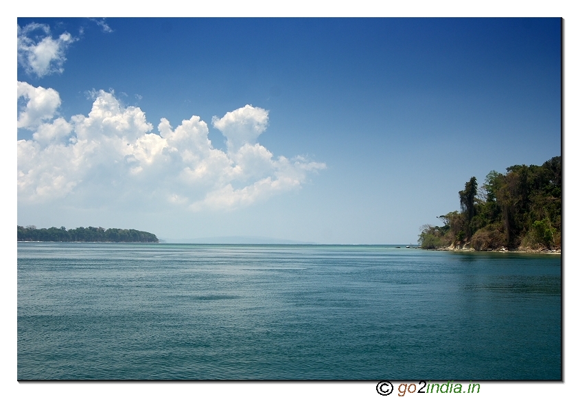 Land and forest area view on the way to Jolly buoy island in Andaman