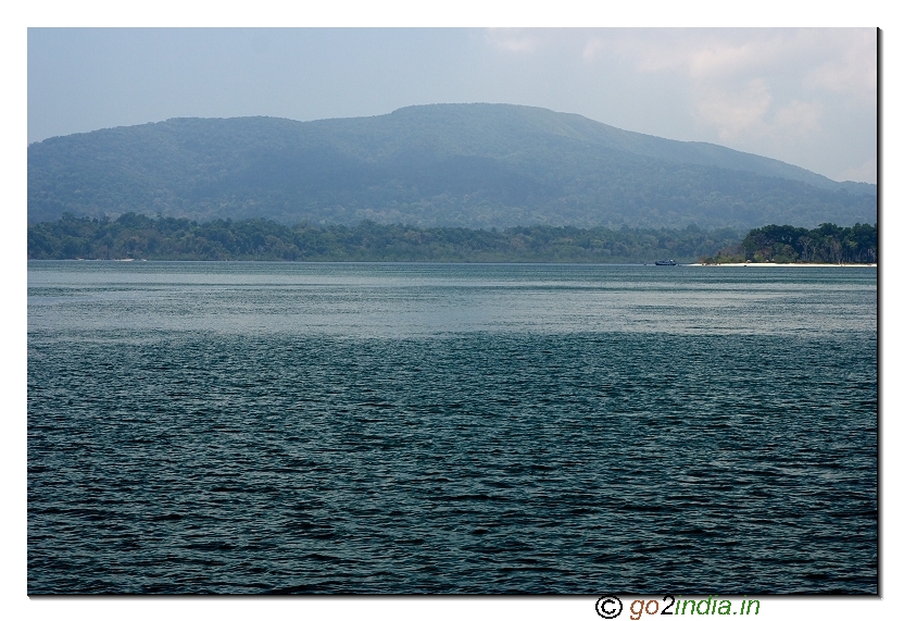 Sea and forest landscape near Jolly buoy island of Andaman