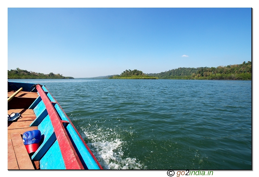 Boat journey to limestone caves of Andaman at Baratang