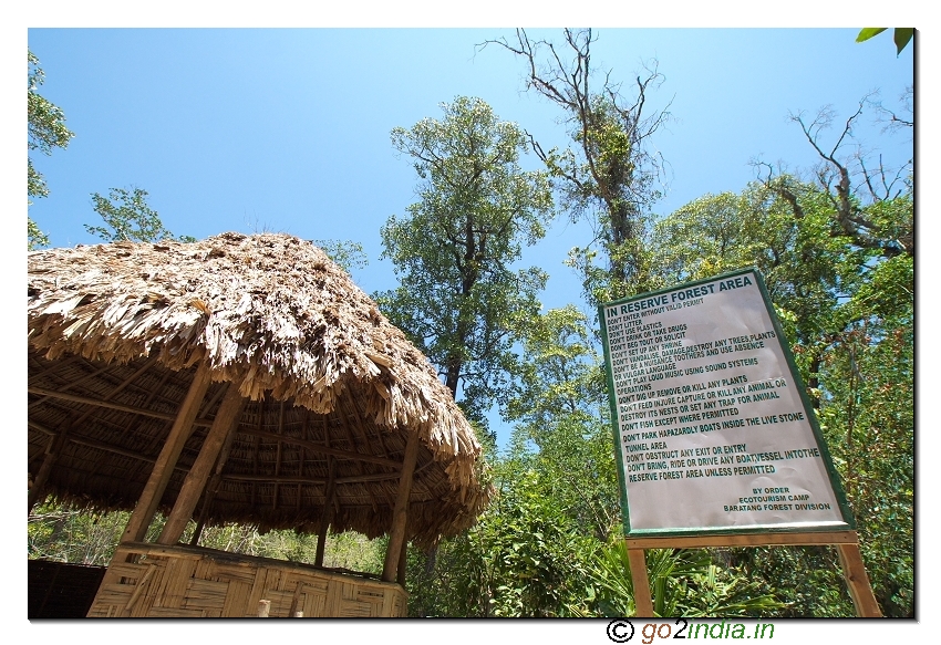 Rest place near limestone cave of Andaman near Baratang