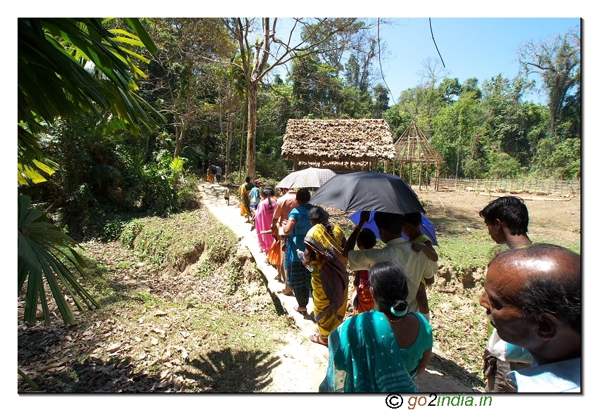 Walk way to limestone caves of Andaman at Baratang place