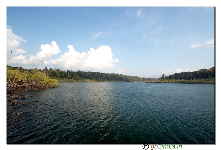 Sea and landscape on the way to Jolly buoy island from Wandoor beach of Andaman